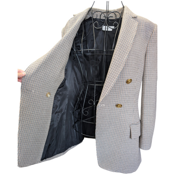 A.L.C. Sedgwick II Double Breasted Gold Button Houndstooth Tailored Blazer 8 - Picture 9 of 13